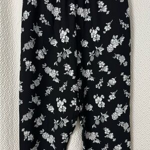 LOFT Black and White Floral Trousers